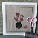 Embroidered appliqué greetings card with envelope.