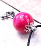 Large stylish boho wooden pendant necklace (pink and silver) - Image 9