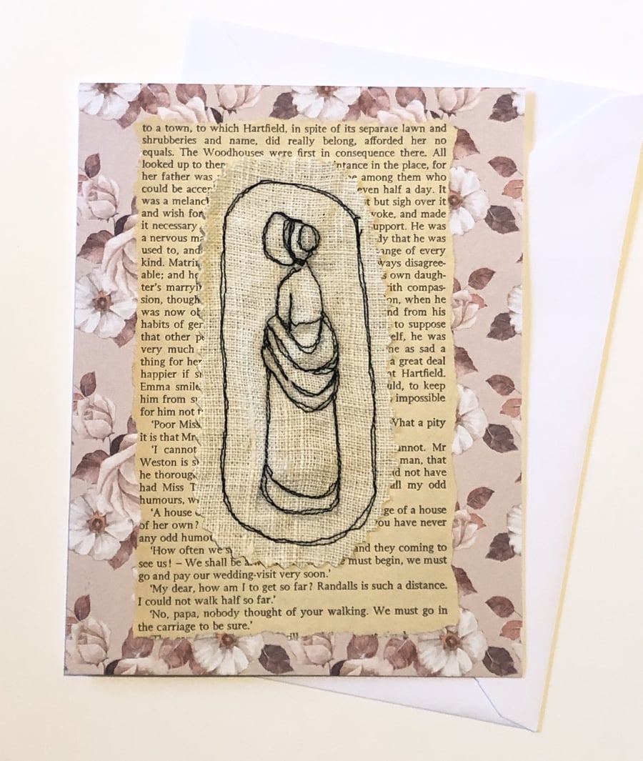 Regency Lady Blank Card Mixed Media Jane Austen Emma Display Art