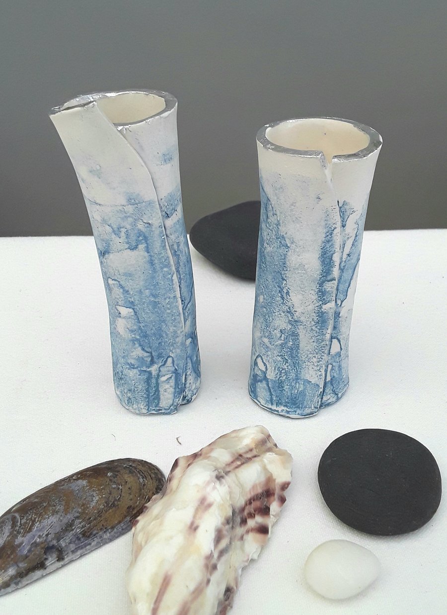 Semi porcelain Bud vases sea design