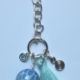 Keyring or Bag Charm – Blue Ocean Waves