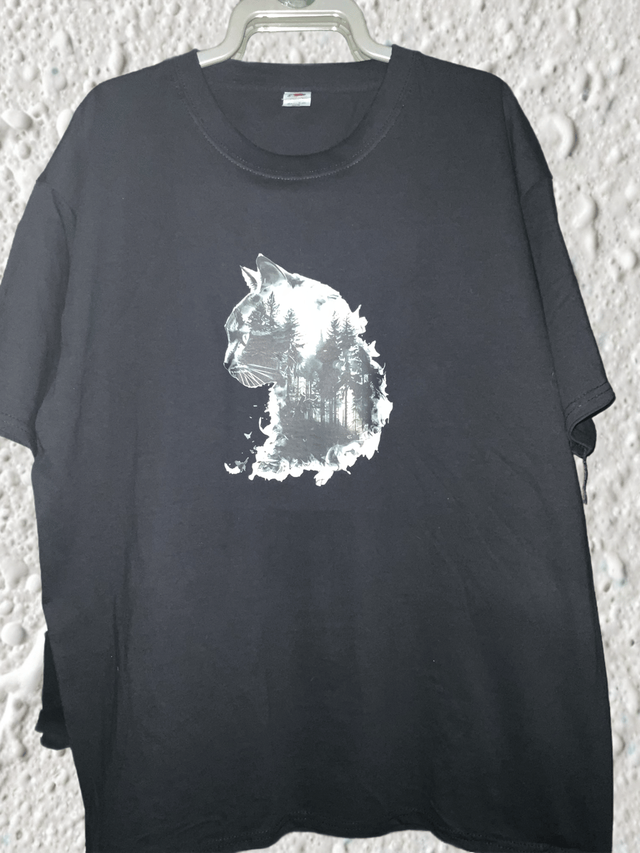 Lovely cat printed t shirt 