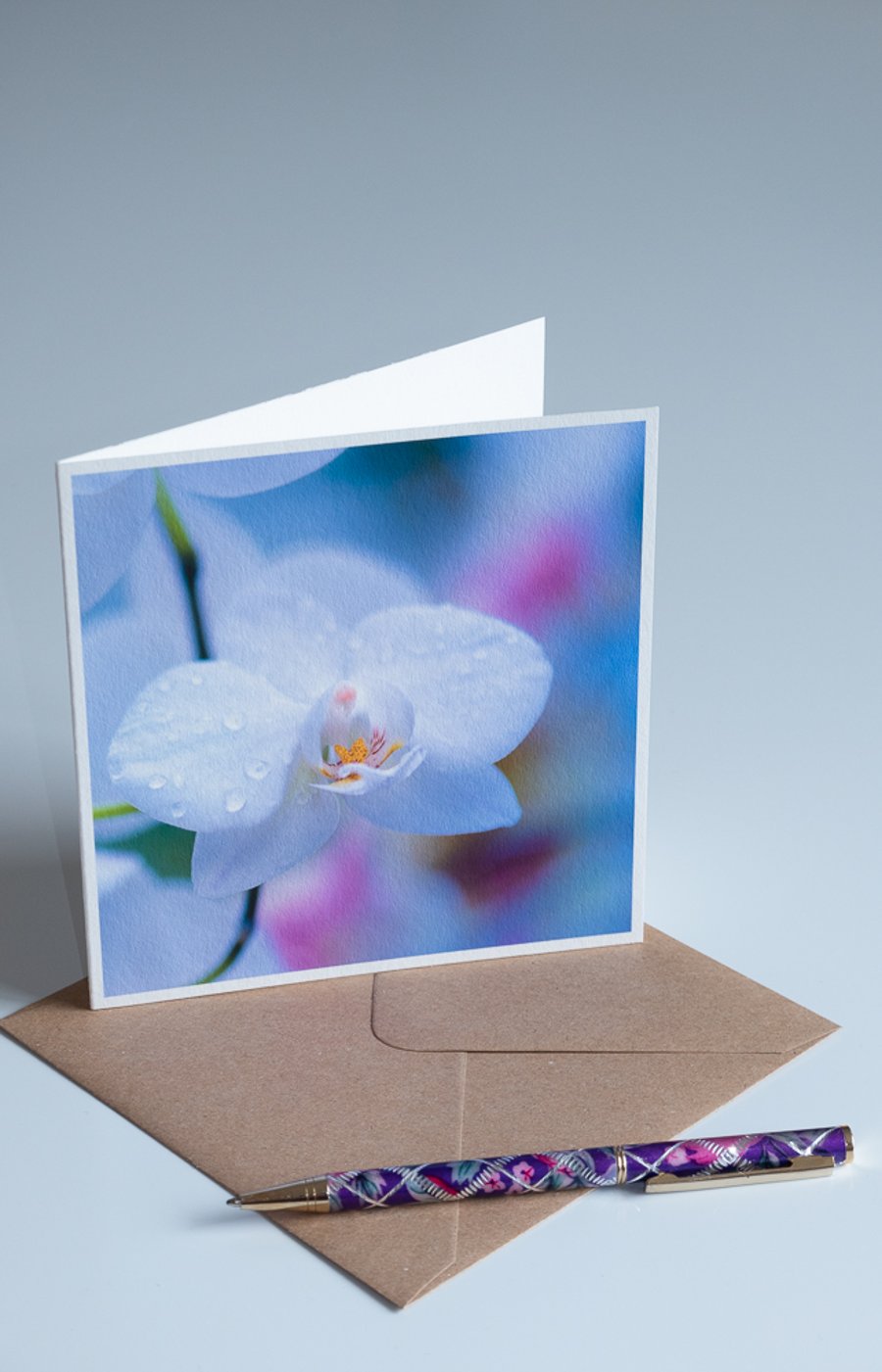 Card  'White Orchid' blank Fine Art photographic print