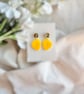 Bright Yellow Acrylic and Glitter Confetti Earrings - Image 6