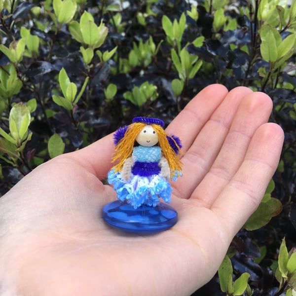 Extra Tiny Button Fairy Decoration - Blue