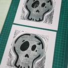 Lino printed 20x20cm two layer skull print