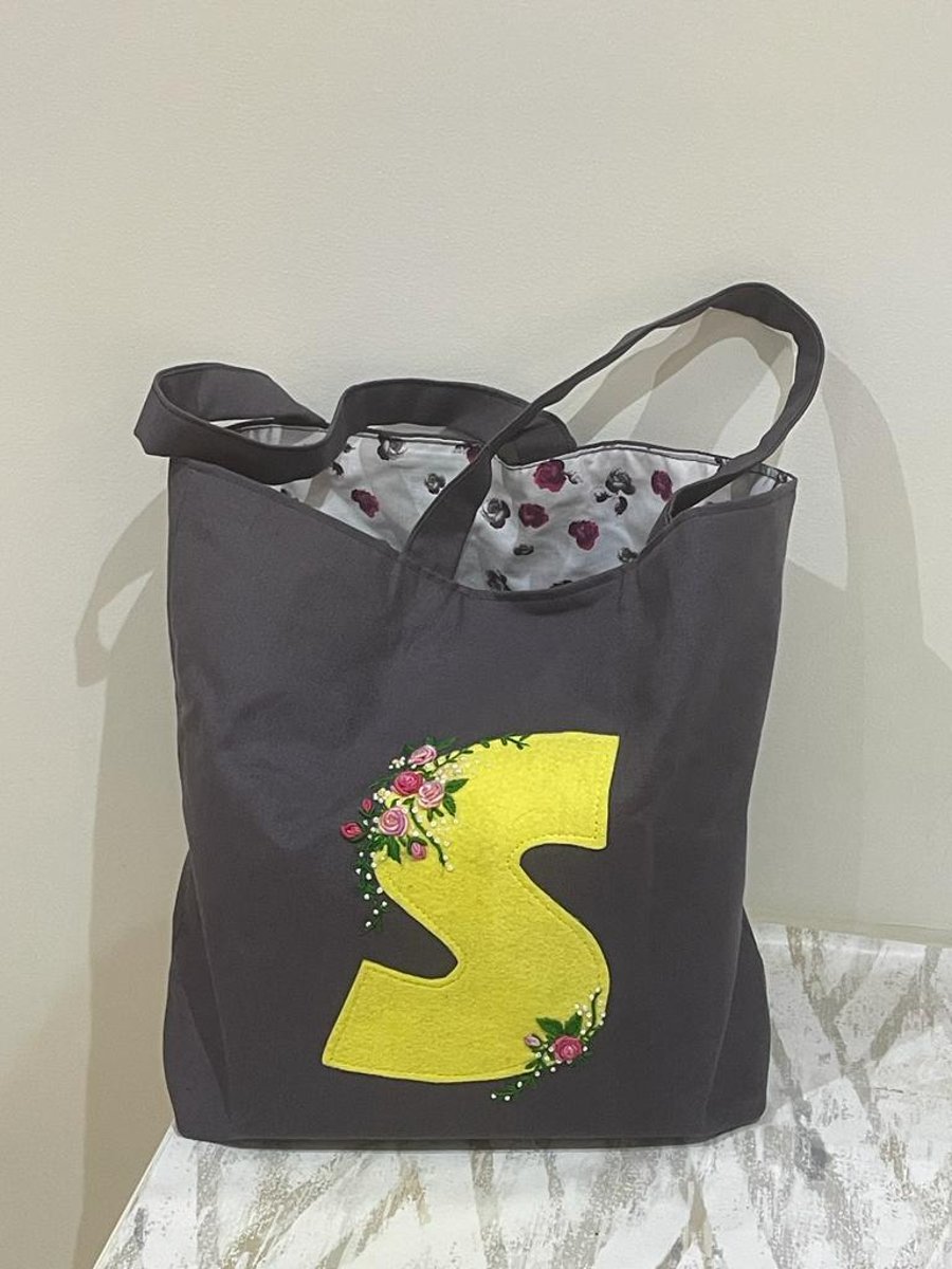 Personalised Bag Monogram Hand Embroidered  Tote Bag 