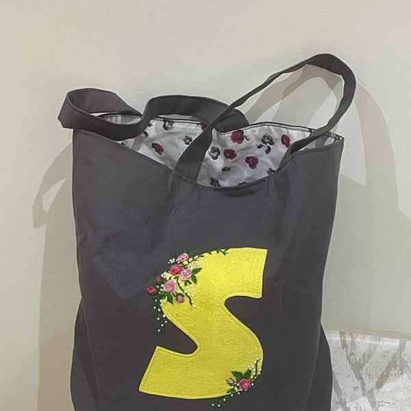 Personalised Bag Monogram Hand Embroidered  Tote Bag 
