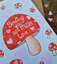 Mushroom card, Thinking of you card, Mushroom valentines card, Sending you love  - Image 4