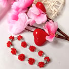 Roses of Cinnabar & Moonstone Bracelet