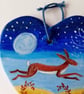 leaping moonlit hare on  a ceramic heart - Image 3