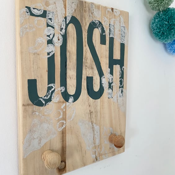 Personalised Dinosaur Skeletal Footprint Wooden Coat Rack 