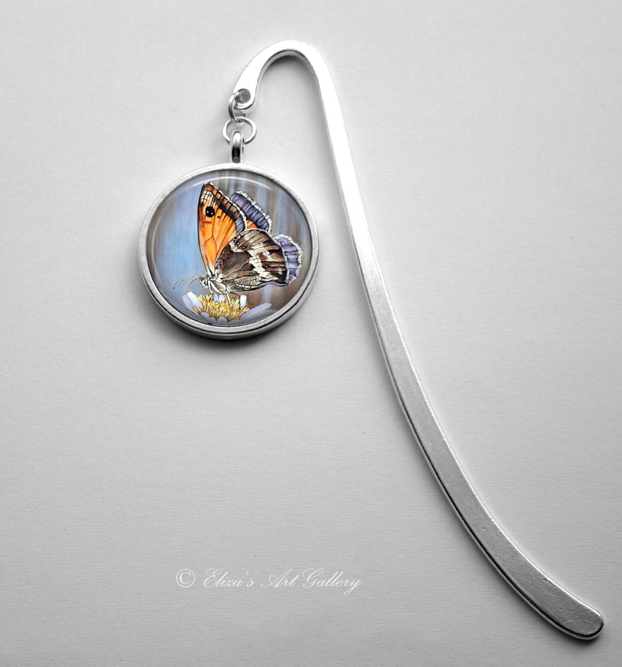 Silver Plated Butterfly Art Cabochon Bookmark