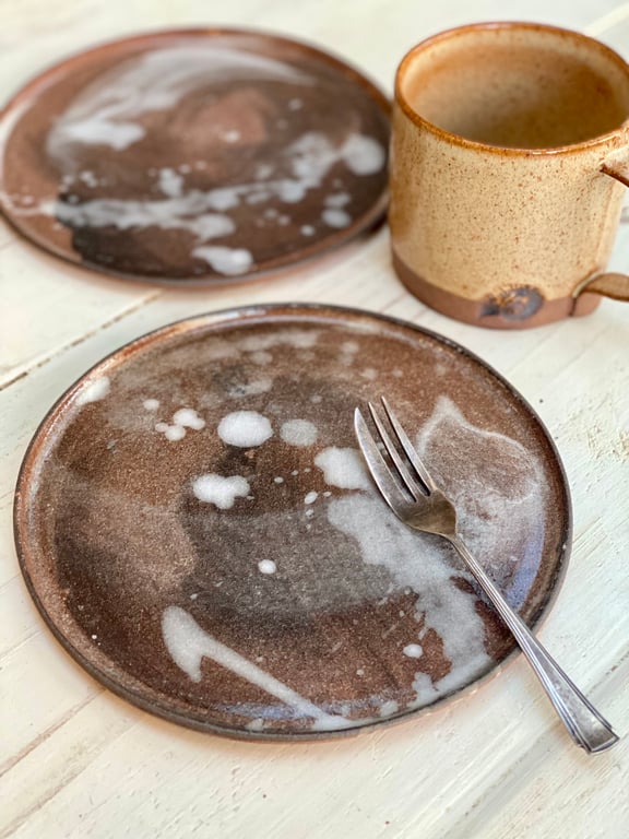Small fossil cup and stormy seas plate - perfect for a short coffee and cake.