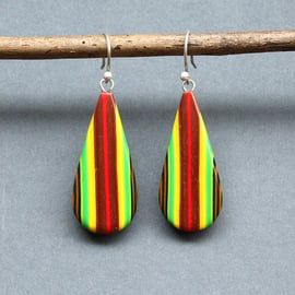 Dangle Earrings - Tropical Vibes Style - Silver - Polymer Clay - Handmade 