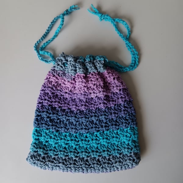Crochet Drawstring Bag (Purple Passion) - pretty and practical!