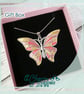 Gold and rose gold butterfly pendant, handpainted butterfly necklace for women - Image 4