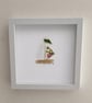 Vintage China Sailing Boat Sea Glass Art - Handmade Coastal Shadow Box Frame 