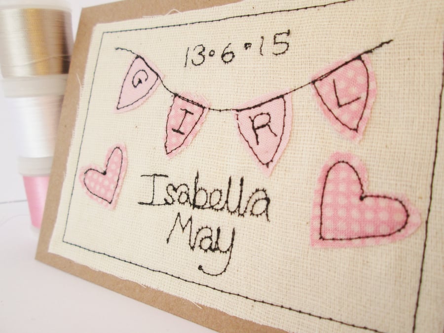 New baby card, personalised baby card, birth congratulations card, girl, boy