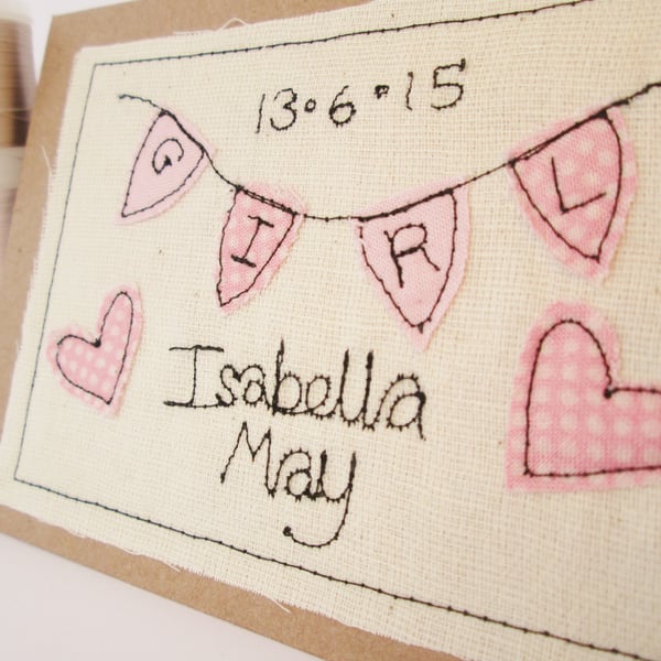 New baby card, personalised baby card, birth congratulations card, girl, boy