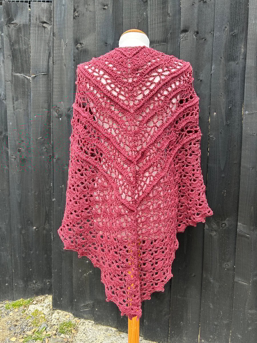 Forest Brae Wood Wool Rich triangle lace shawl
