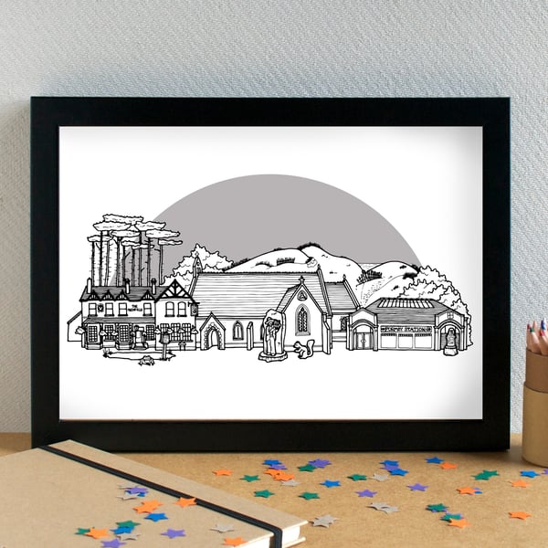 Formby Merseyside Skyline Art Print