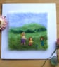 Handmade needle felted Walking with Mum greetings card - Image 1