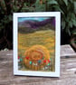 Hay Meadow.  Needle felted and hand embroidered wool painting