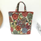 Tapestry tote bag, large tote bag,colourful top handle bag with umbrellas