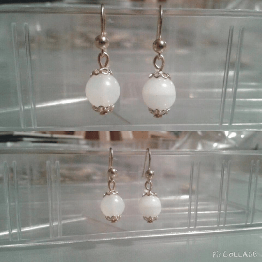 Handmade Opaque White Glass Earrings