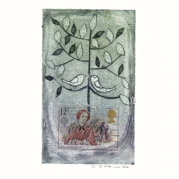 Tree in a Stamp Plantpot  Nr2  Collagraph Print   Made in Yorkshire