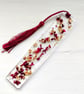 Dried rose petal and gold leaf resin bookmark 