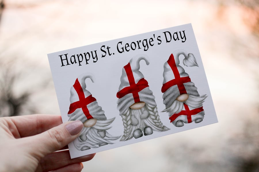 St George's Day Gnome Card, Custom Card For St George's Day, Personalised Card