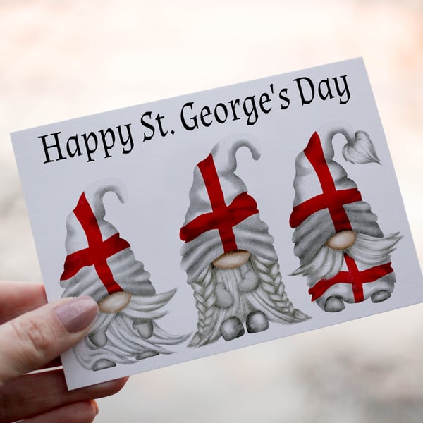 St George's Day Gnome Card, Custom Card For St George's Day, Personalised Card