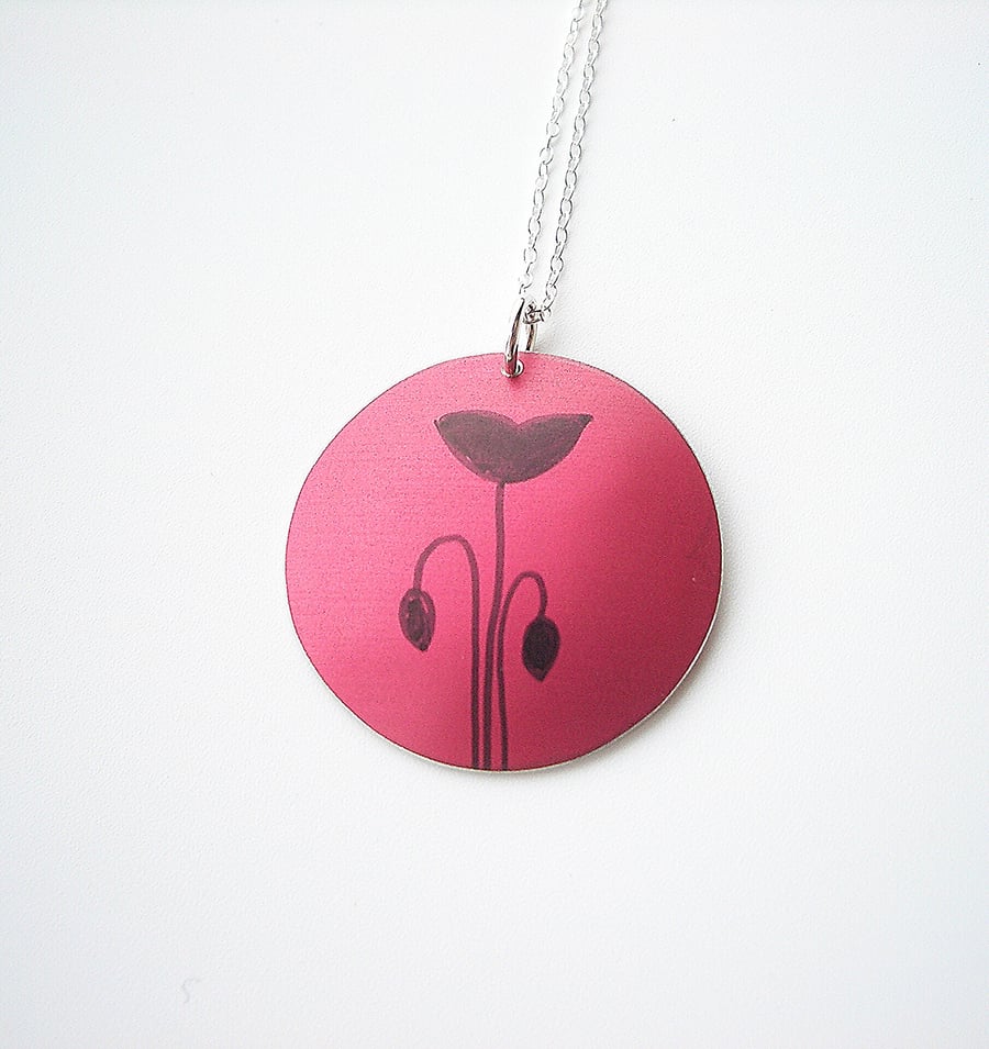  Poppy pendant in red. Perfectly imperfect 