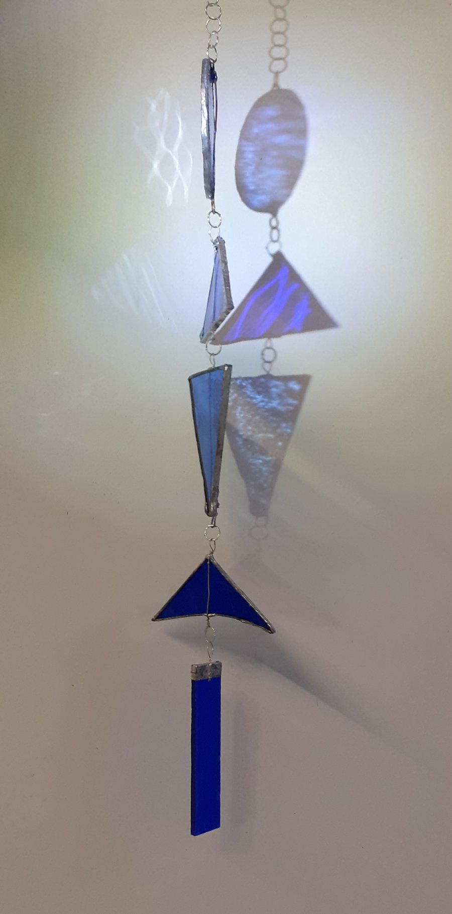 Cobalt blue stained glass mobile