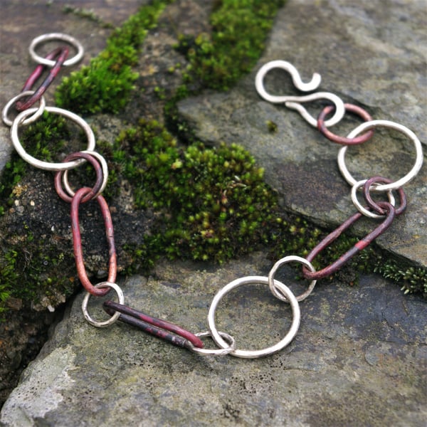 Copper and Silver Chunky Chain Bracelet 