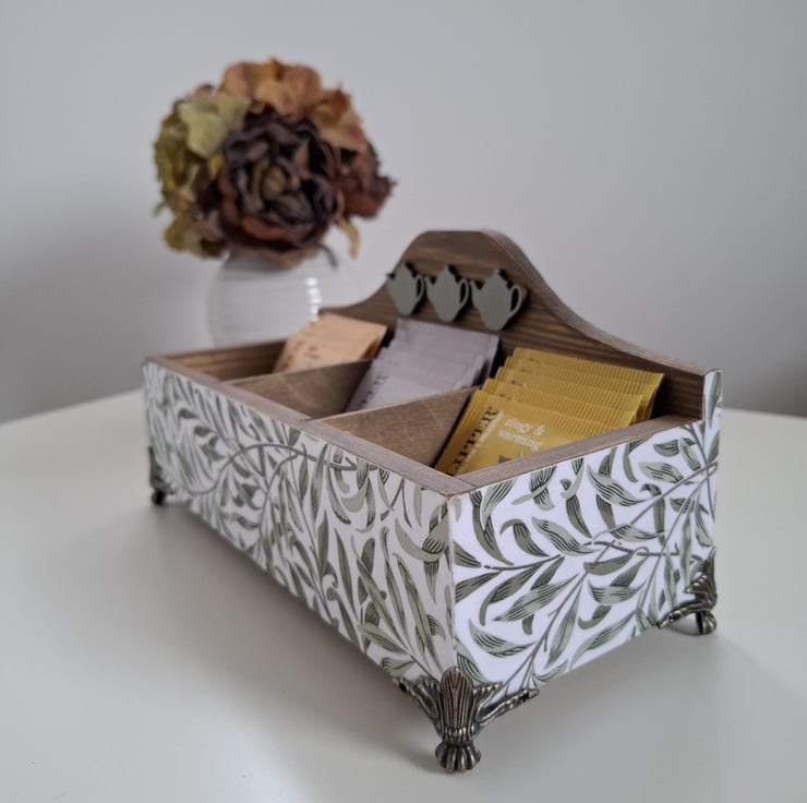 Decoupaged Wooden Tea Box, Hand Painted Floral ... - Folksy