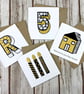 Personalised Candles Birthday Card. Handmade Greetings Card Gold & Black - Image 3