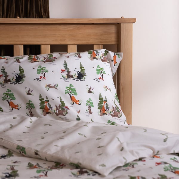 100% Cotton Percale Kid's Bedding Set - Woodland. High Thread Count