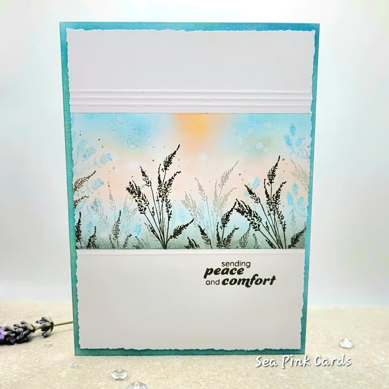 Sympathy Card - Meadow Grass - handmade card, tranquil scene, nature