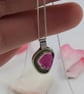 One-of-a-Kind Watermelon Tourmaline Slice Pendant, Sterling Silver Bezel Set