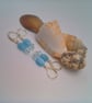 Earrings with Pale Blue Oval Glass Bead and Crystal Rondelle, Gift for Her - Image 1