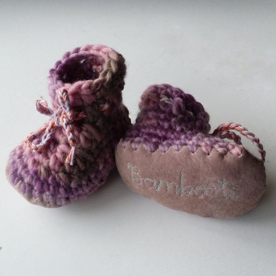 Baby boots - Lilac Rose- 12-18 months - baby gift - baby shoes