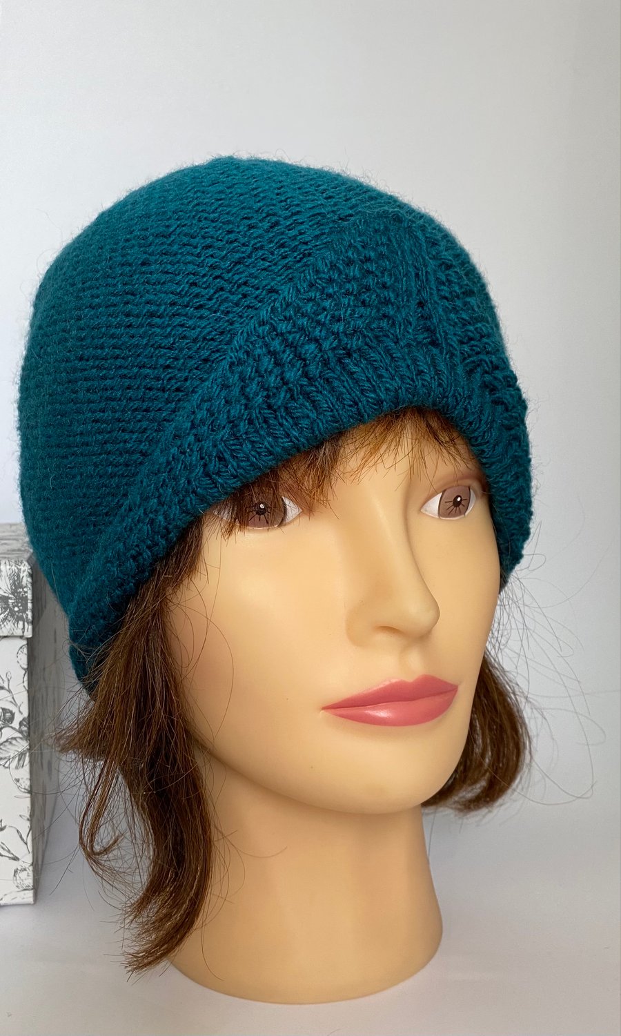 Teal Blue Green Turban 1940s Style Hat Hand knitted Mother's Day Gift Ideas