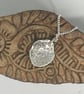 Textured Irregular Concave Silver Pendant and Chain