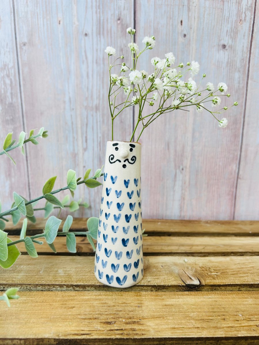 Small Blue Heart People Vase 