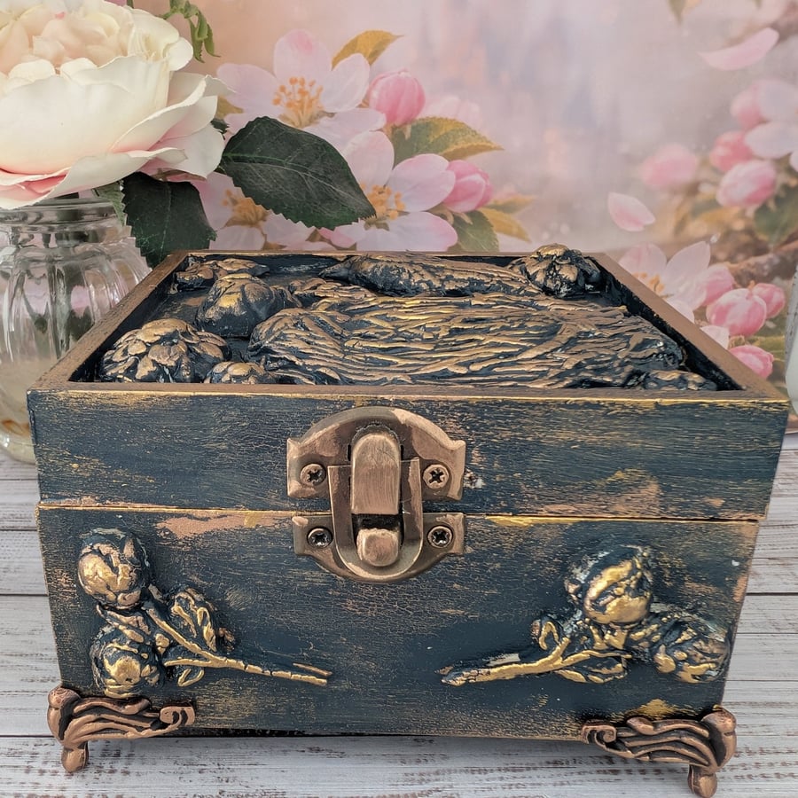 Trinket Box Spring Regency Style OOAK Handcrafted