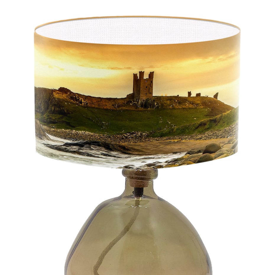 Photographic Lampshade, Dunstanburgh Castle, Northumberland, Castle Lamp Shade