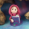 Tiny Library Gnome 'Franki' with book OOAK Sculpt by Ann Galvin